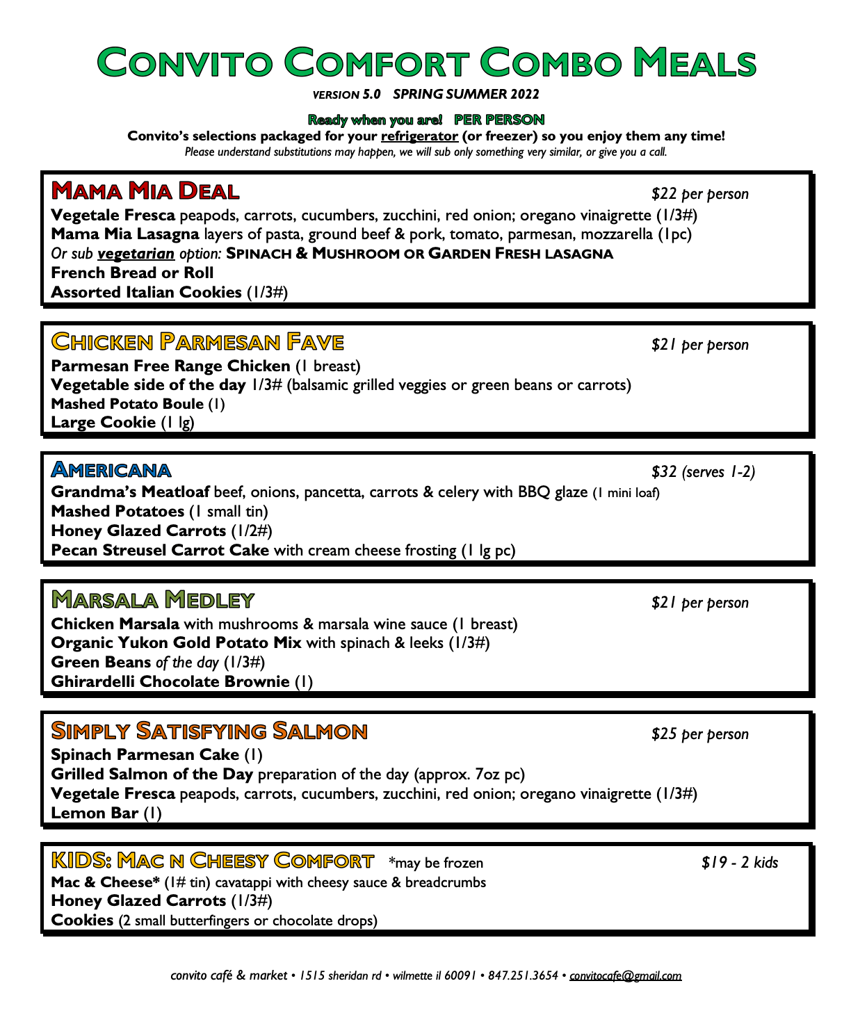Convito Market Combo Meals