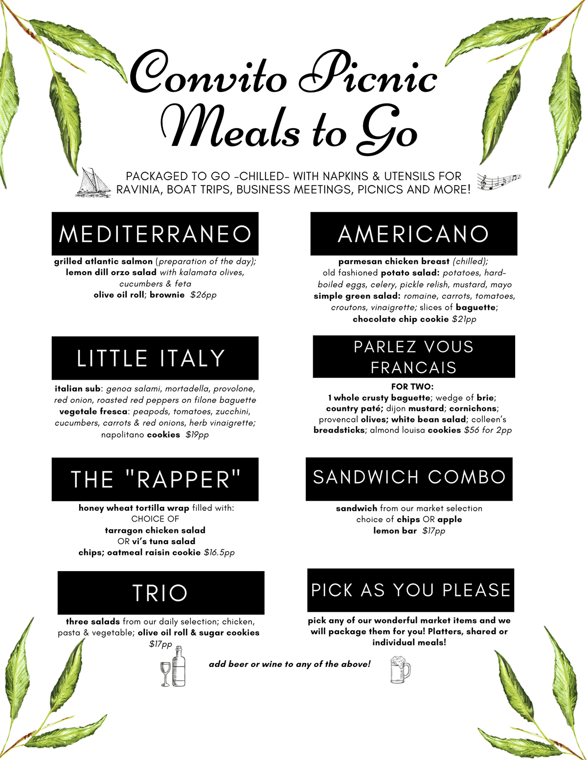 Convito Market Picnic Meals