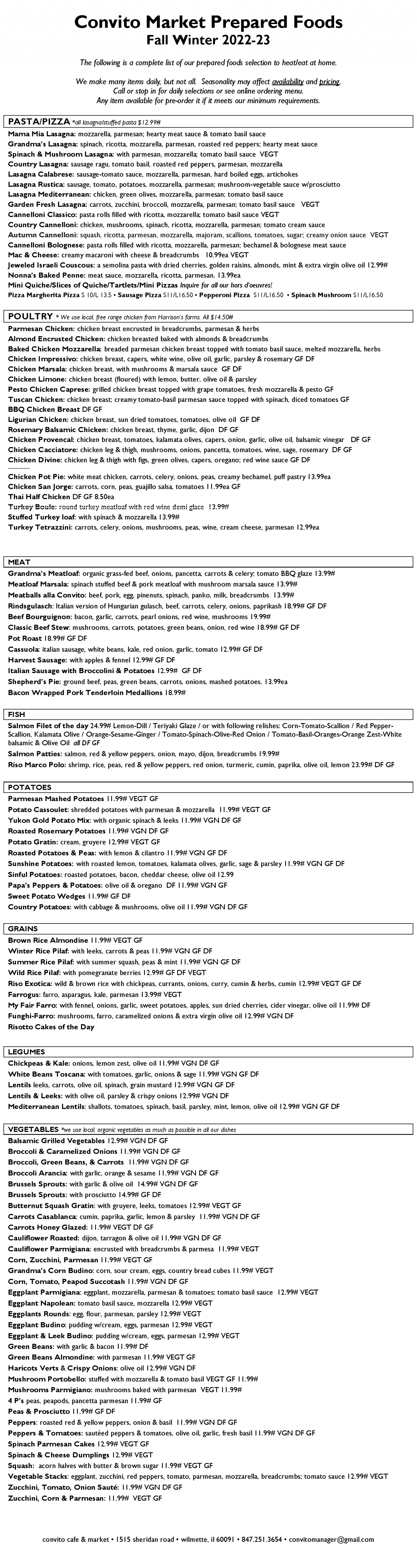 Prepared Foods Convito Cafe & Market