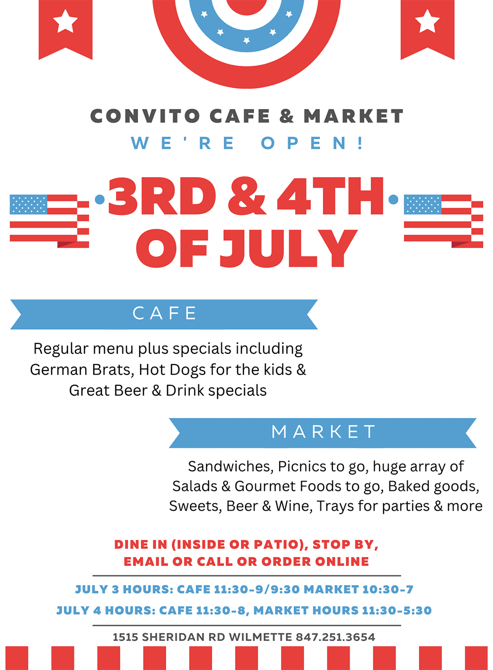Convito open on July 4th!