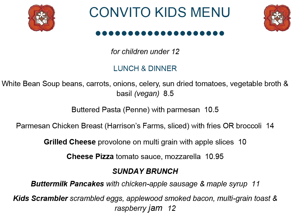 Convito Kids Menu