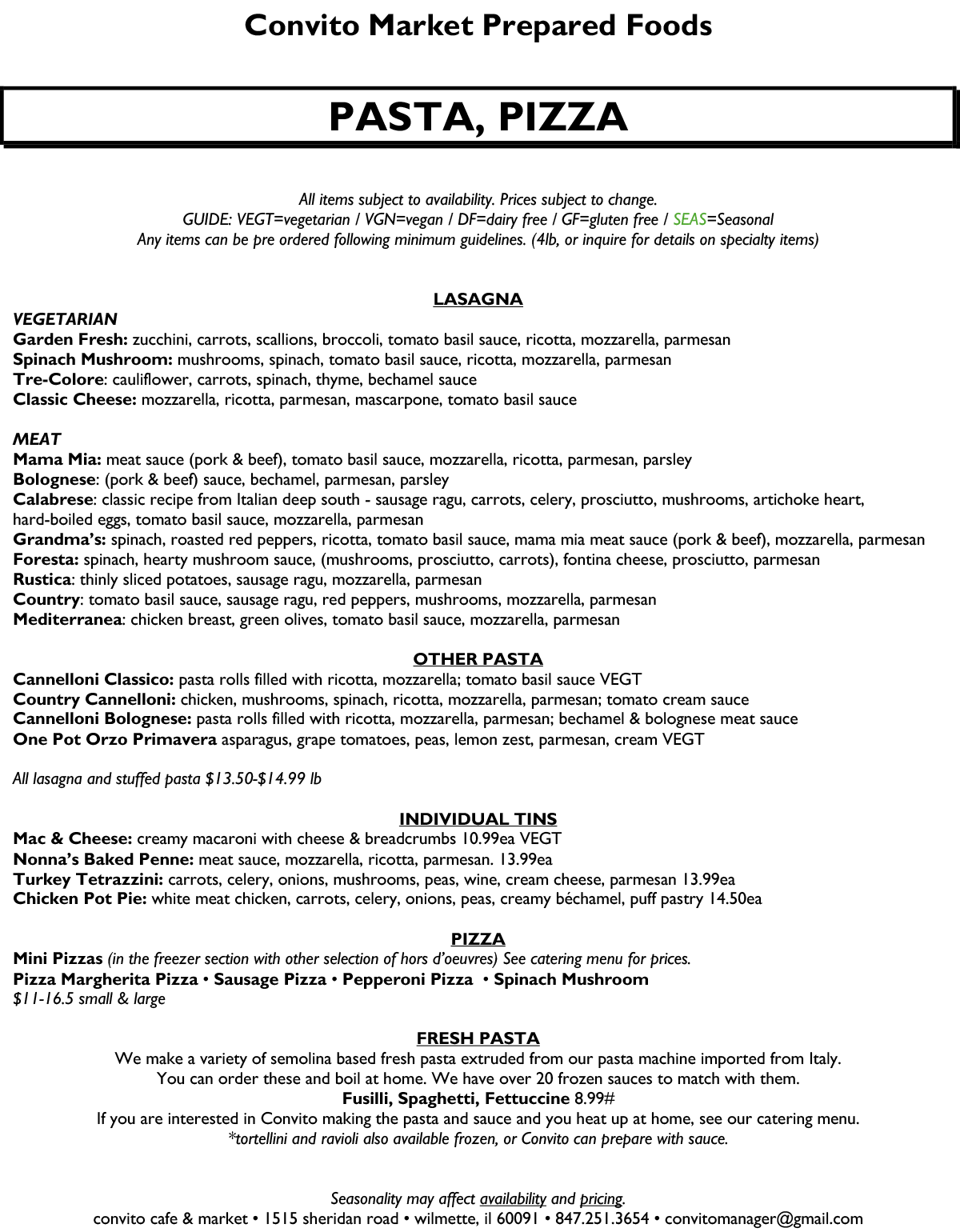 Convito Market Pasta 2025