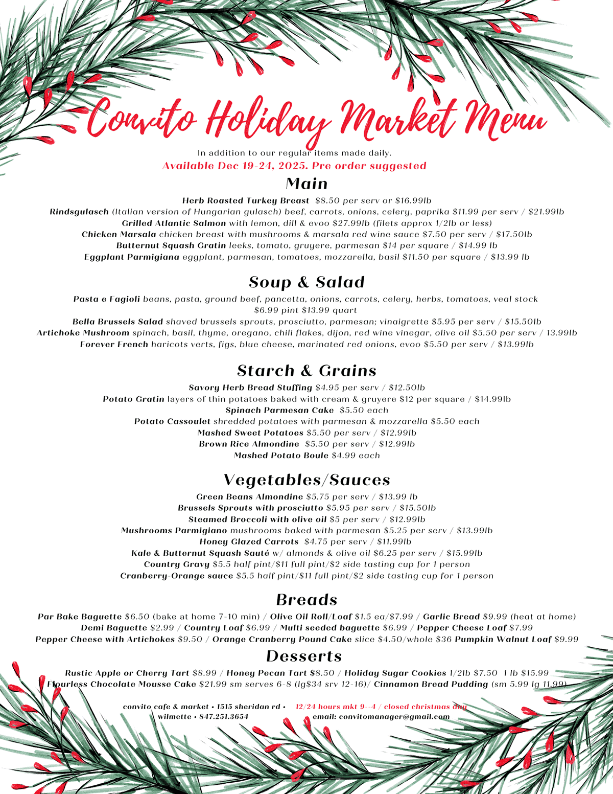 2025 Convito Holiday Market Specials 