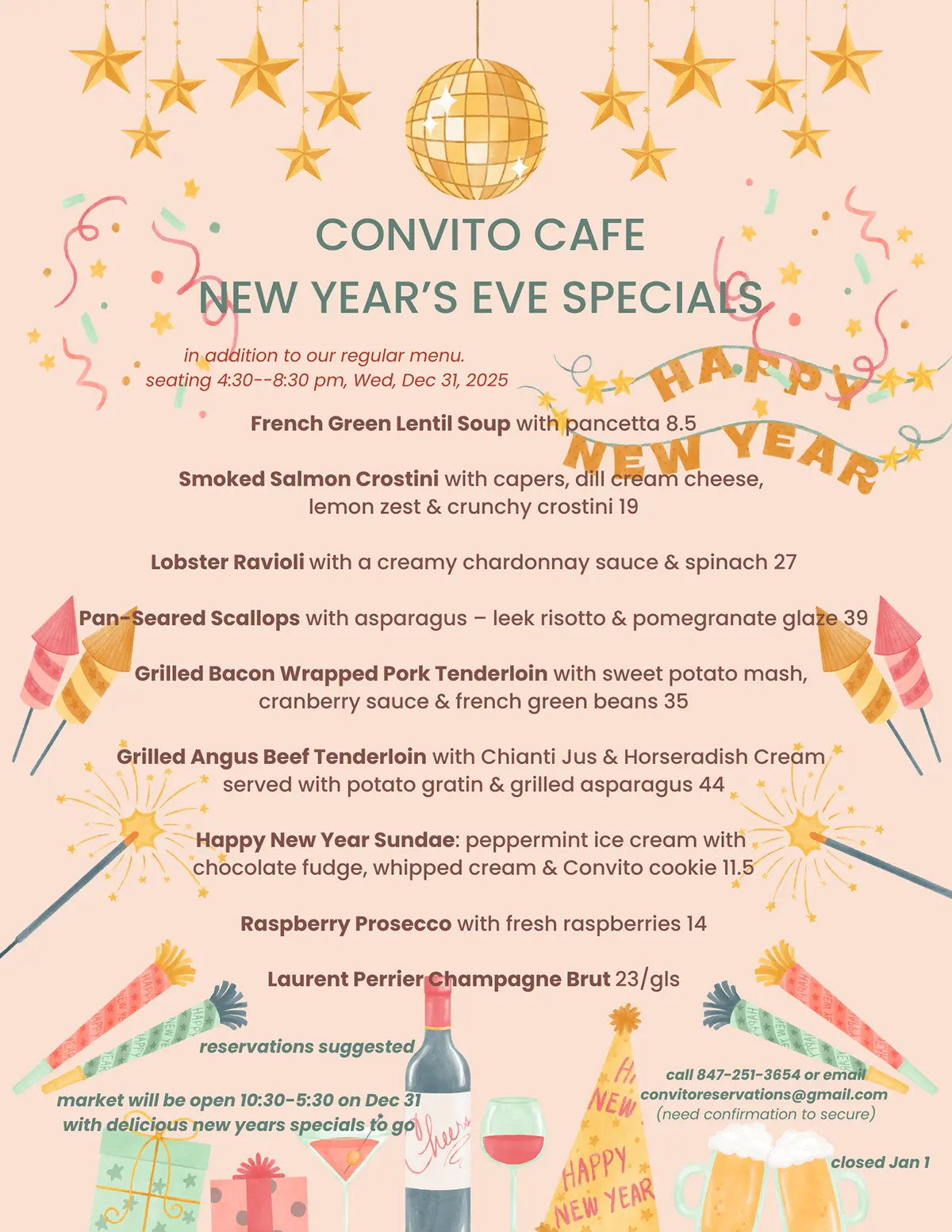 Convito New Years Eve Menu 2025