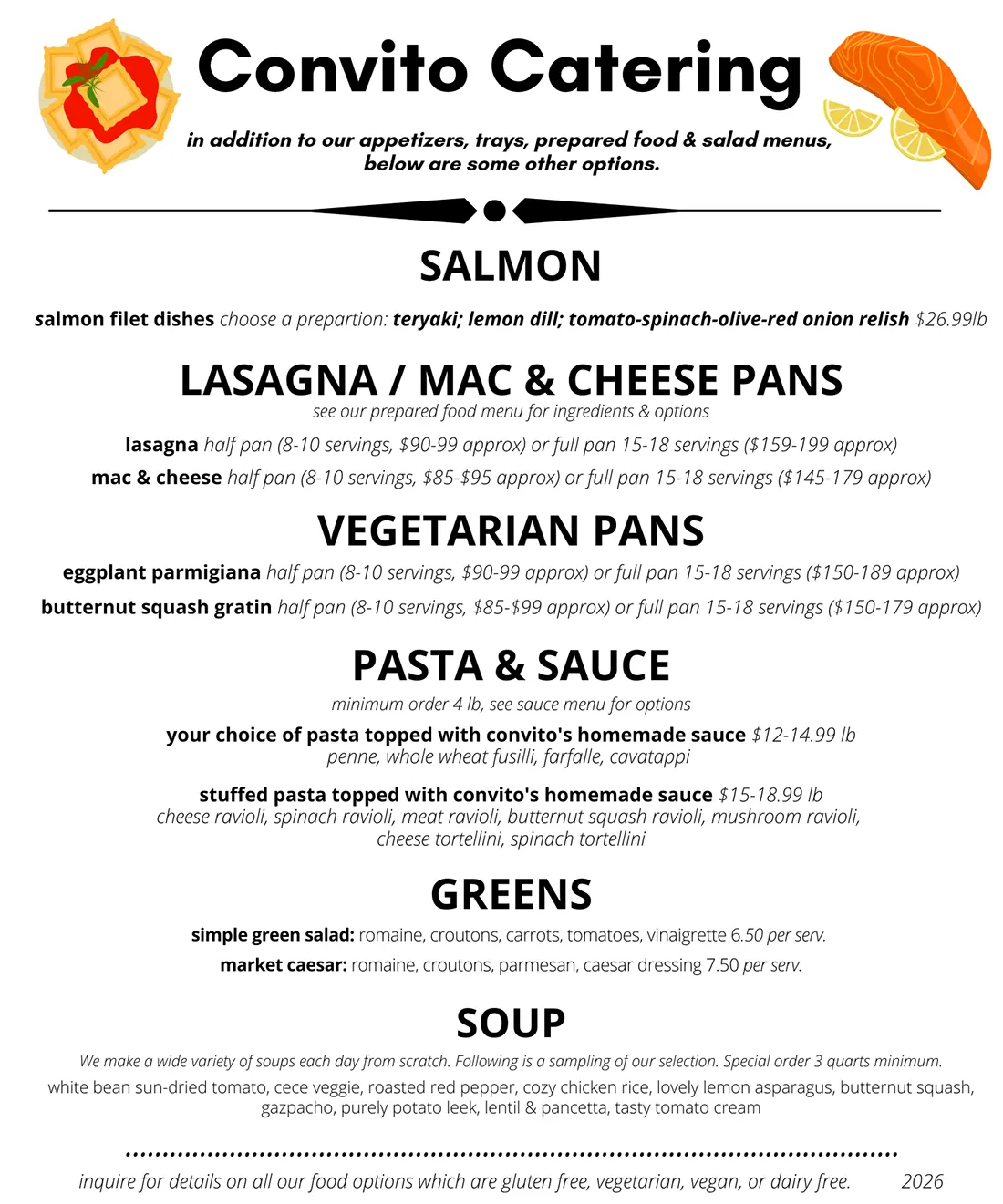 Convito Catering Menu